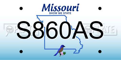S860AS Missouri License Plate