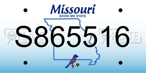 S865516 Missouri License Plate