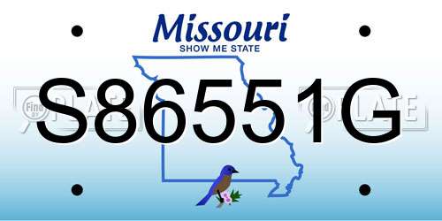 S86551G Missouri License Plate