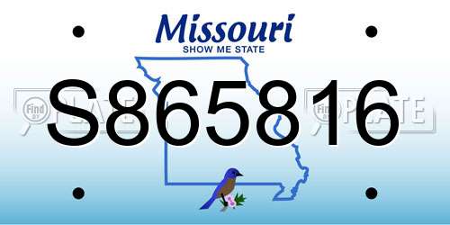 S865816 Missouri License Plate