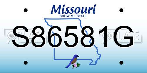 S86581G Missouri License Plate
