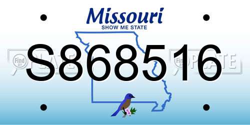 S868516 Missouri License Plate