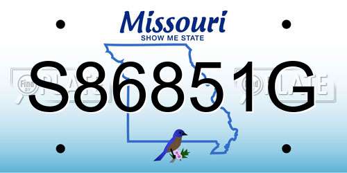 S86851G Missouri License Plate