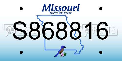 S868816 Missouri License Plate