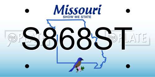 S868ST Missouri License Plate