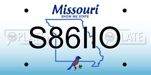 S86IIO Missouri License Plate