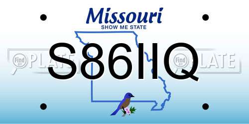 S86IIQ Missouri License Plate