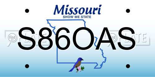 S86OAS Missouri License Plate