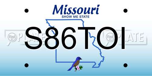 S86TOI Missouri License Plate