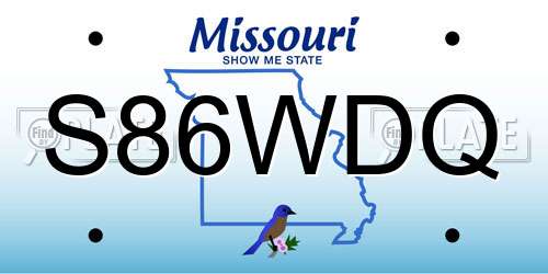 S86WDQ Missouri License Plate