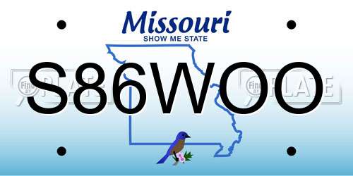 S86WOO Missouri License Plate