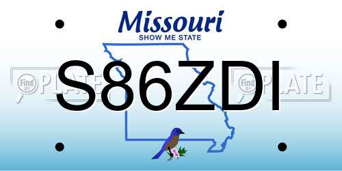 S86ZDI Missouri License Plate