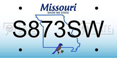 S873SW Missouri License Plate