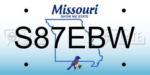 S87EBW Missouri License Plate