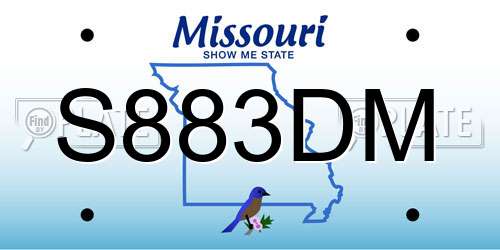 S883DM Missouri License Plate