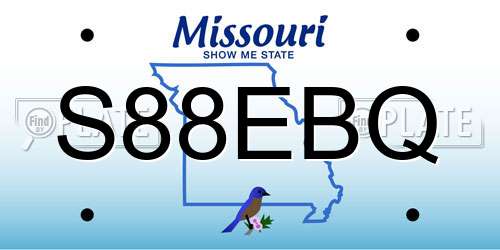 S88EBQ Missouri License Plate