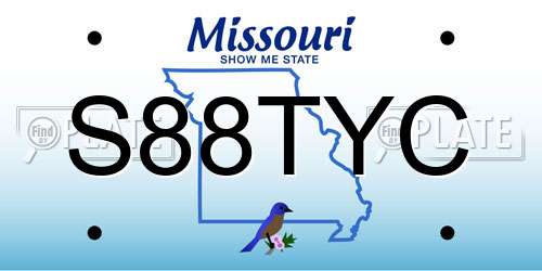 S88TYC Missouri License Plate