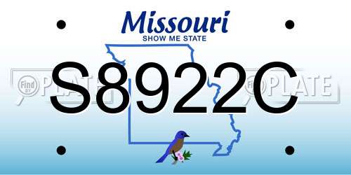 S8922C Missouri License Plate