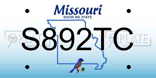 S892TC Missouri License Plate