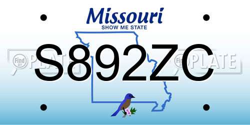 S892ZC Missouri License Plate
