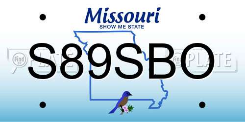S89SBO Missouri License Plate