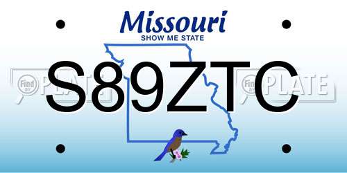 S89ZTC Missouri License Plate