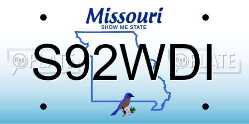 S92WDI Missouri License Plate