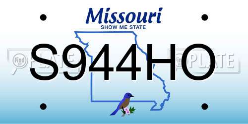 S944HO Missouri License Plate