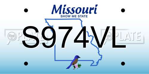S974VL Missouri License Plate