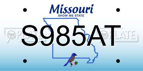 S985AT Missouri License Plate