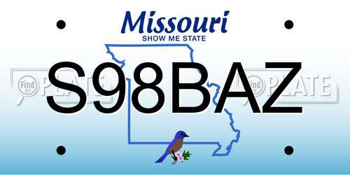 S98BAZ Missouri License Plate