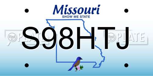 S98HTJ Missouri License Plate