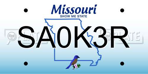 SA0K3R Missouri License Plate