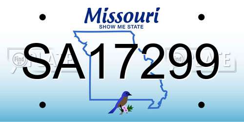 SA17299 Missouri License Plate