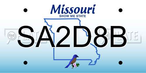 SA2D8B Missouri License Plate
