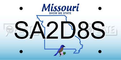 SA2D8S Missouri License Plate