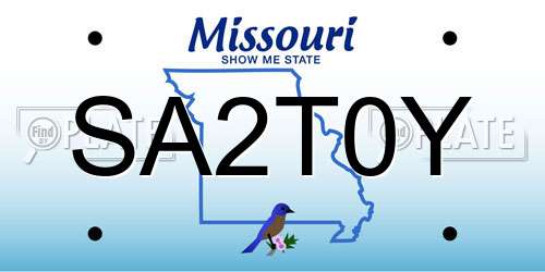 SA2T0Y Missouri License Plate