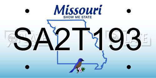 SA2T193 Missouri License Plate