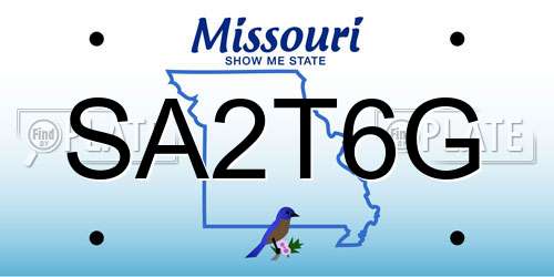 SA2T6G Missouri License Plate