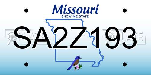 SA2Z193 Missouri License Plate