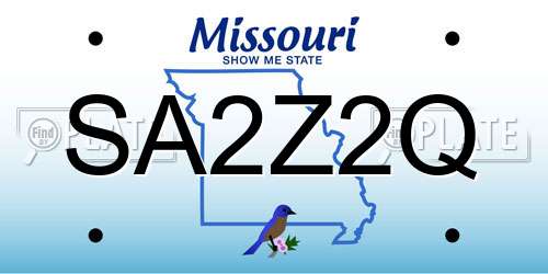 SA2Z2Q Missouri License Plate