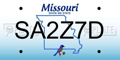 SA2Z7D Missouri License Plate