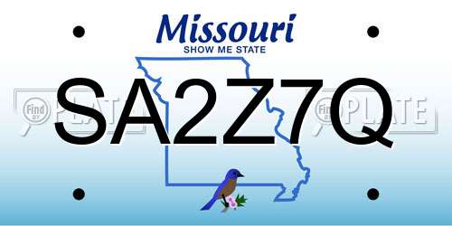 SA2Z7Q Missouri License Plate
