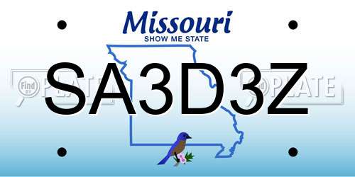 SA3D3Z Missouri License Plate