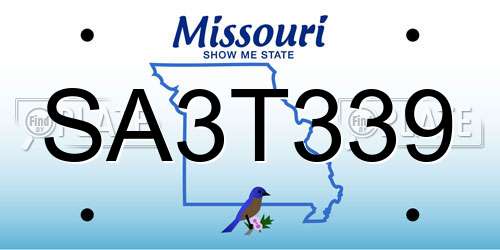 SA3T339 Missouri License Plate