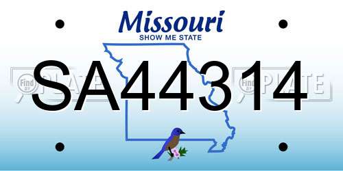 SA44314 Missouri License Plate