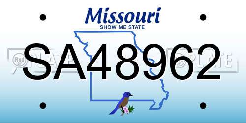 SA48962 Missouri License Plate