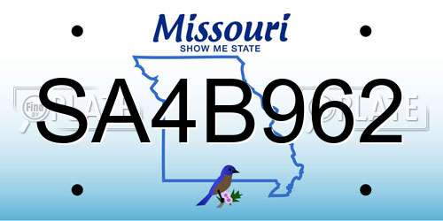 SA4B962 Missouri License Plate