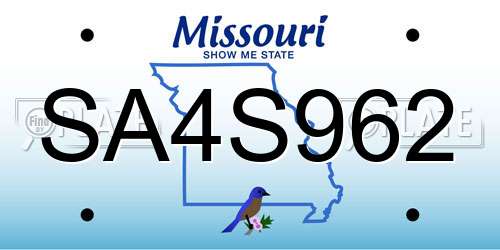 SA4S962 Missouri License Plate