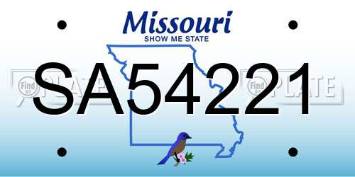 SA54221 Missouri License Plate